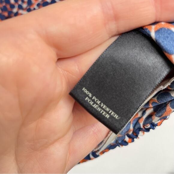 Ann Taylor Blue & Orange Spotted Peasant Boho Blouse Womens S Buttons 3/4 Sleeve - Picture 8 of 8